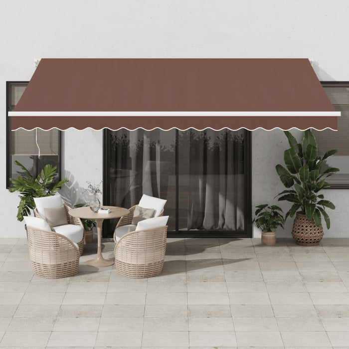 Automatic Retractable Awning with LED Brown 450x350 cm