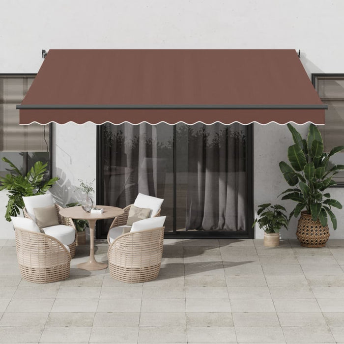 Manual Retractable Awning with LEDs Brown 400x350 cm