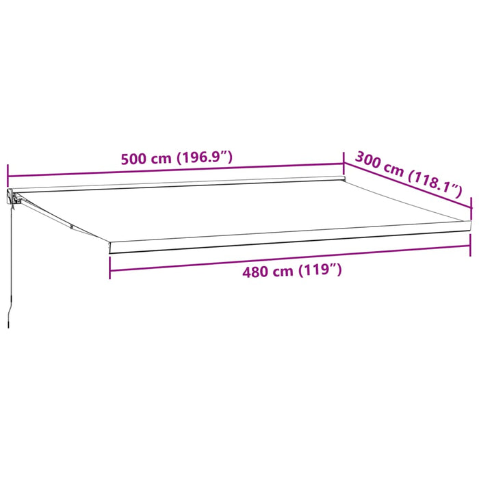 Manual Retractable Awning Brown 500x300 cm