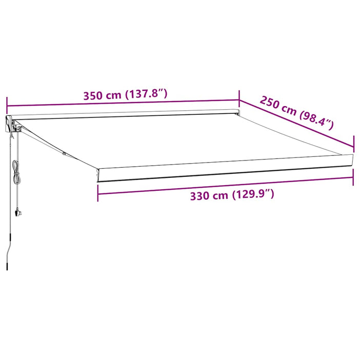 Automatic Retractable Awning Brown 350x250 cm