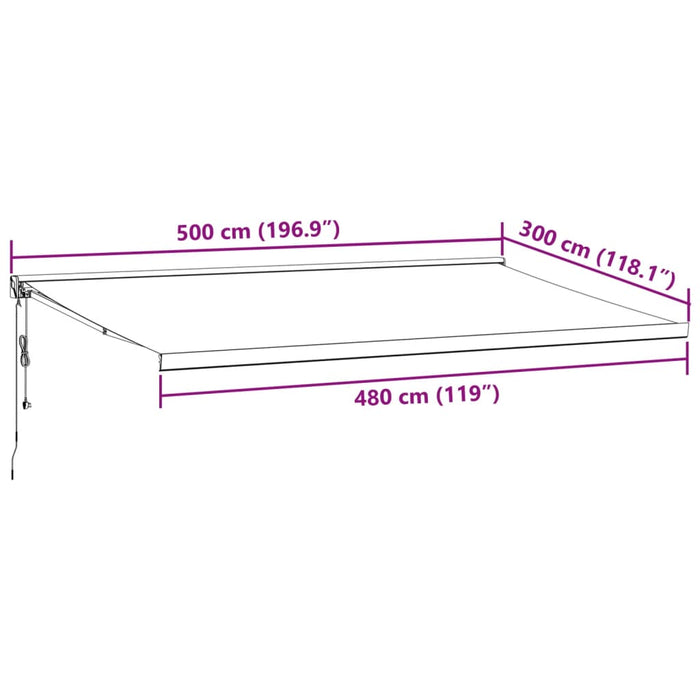 Automatic Retractable Awning Brown 500x300 cm