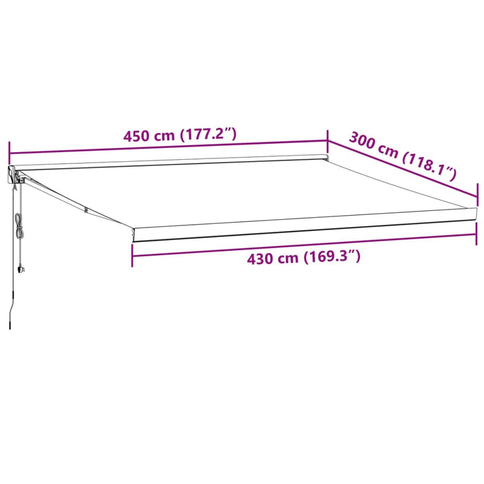 Automatic Retractable Awning Brown 450x300 cm