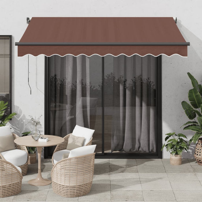 Manual Retractable Awning with LED Brown 300x250 cm