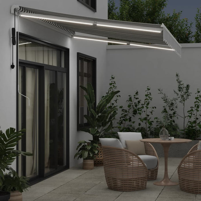 Automatic Retractable Awning with LED Anthracite&White 350x250 cm