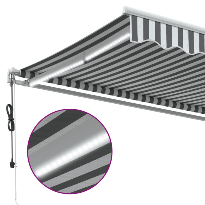 Automatic Retractable Awning with LED Anthracite&White 400x300 cm