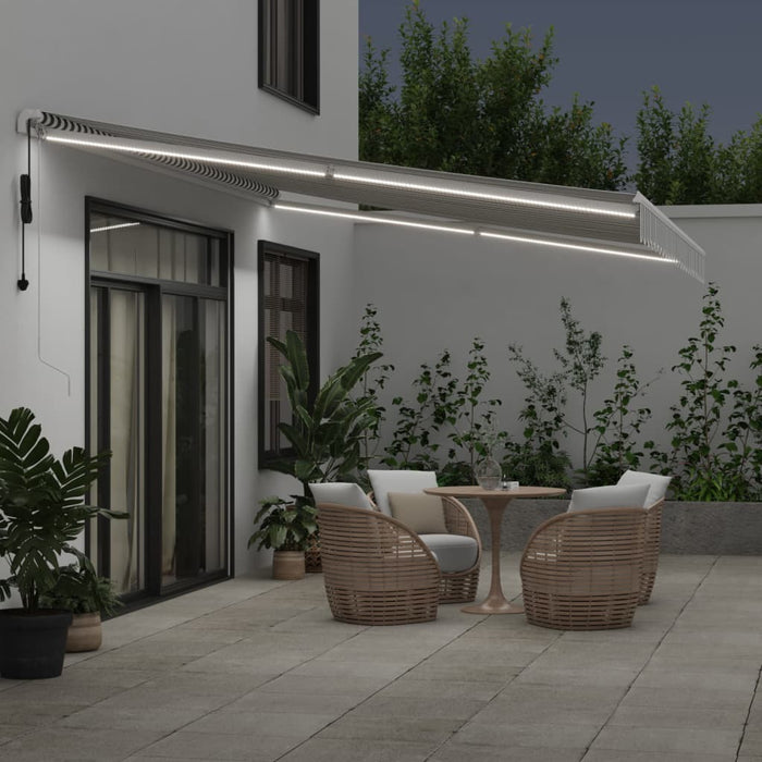 Automatic Retractable Awning with LED Anthracite&White 500x300 cm