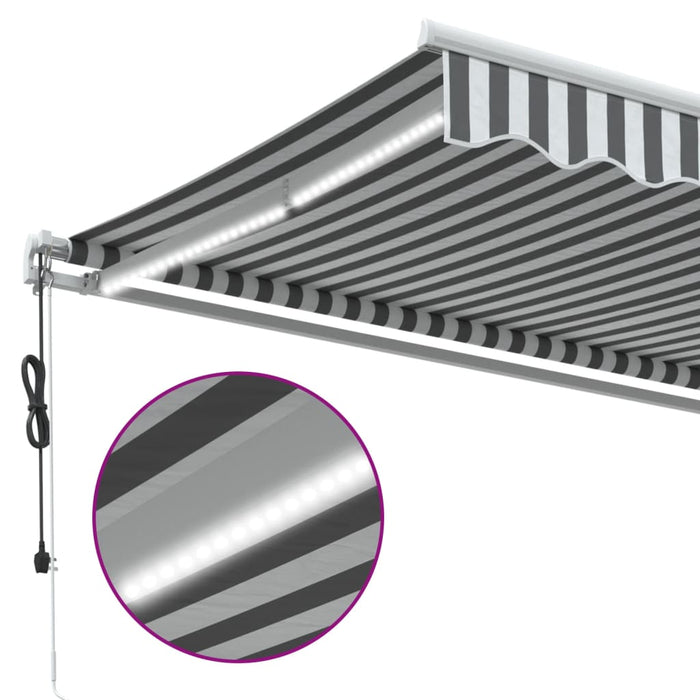 Automatic Retractable Awning with LED Anthracite&White 450x350 cm