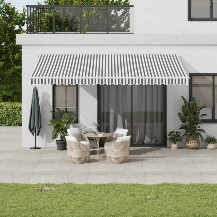 Manual Retractable Awning with LED Anthracite&White 500x350 cm