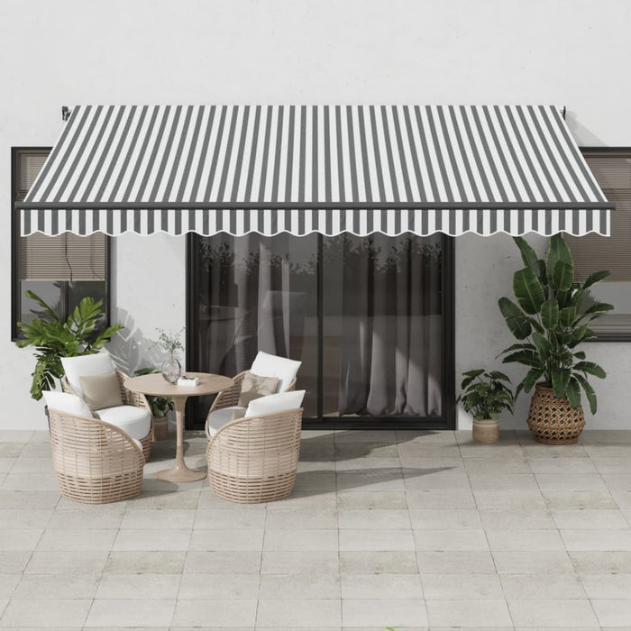 Manual Retractable Awning Anthracite and White 450x350 cm