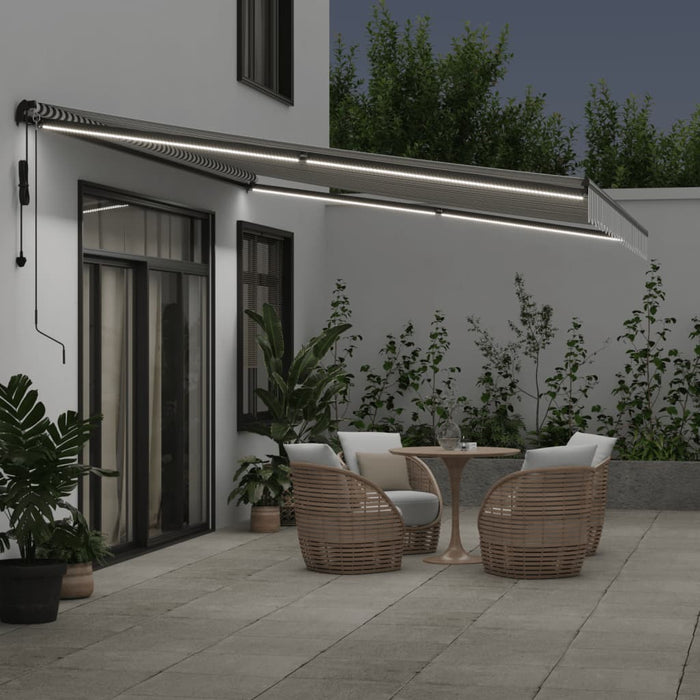 Automatic Retractable Awning with LEDs Anthracite&White 500x350 cm