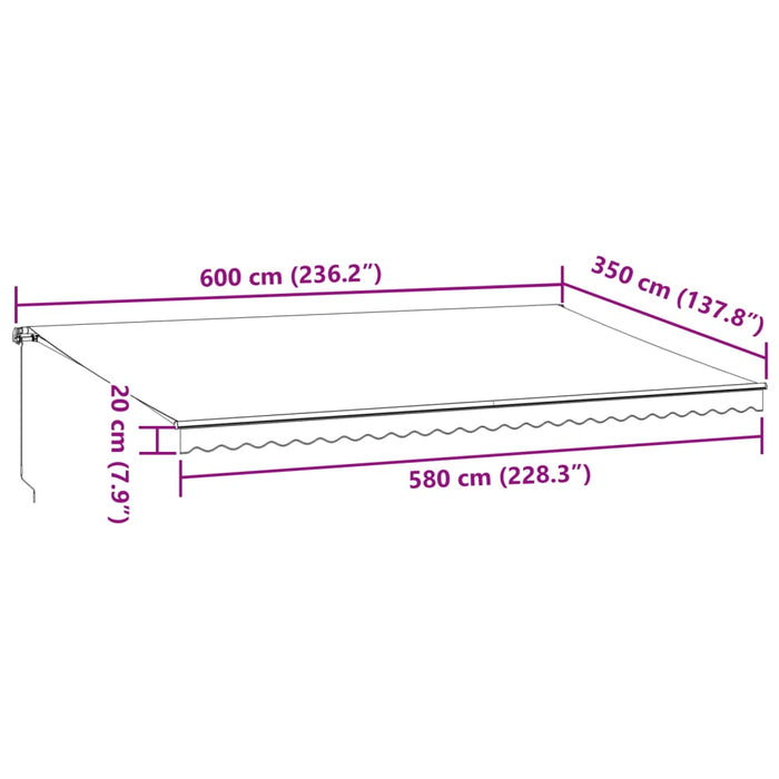 Manual Retractable Awning Anthracite and White 600x350 cm