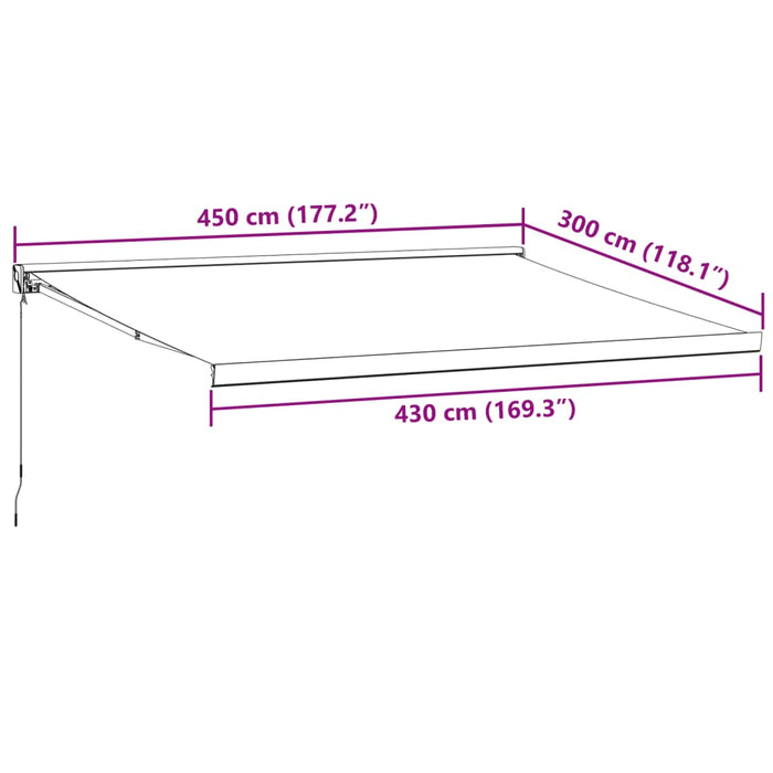 Retractable Awning Anthracite and White 4.5x3 m Fabric&Aluminium