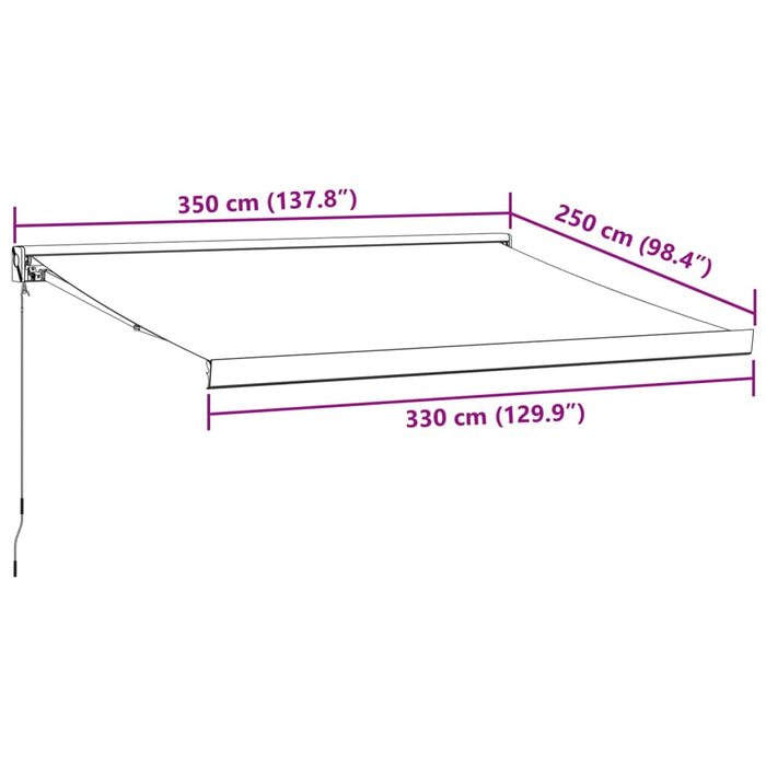 Retractable Awning Anthracite and White 3.5x2.5 m Fabric&Aluminium