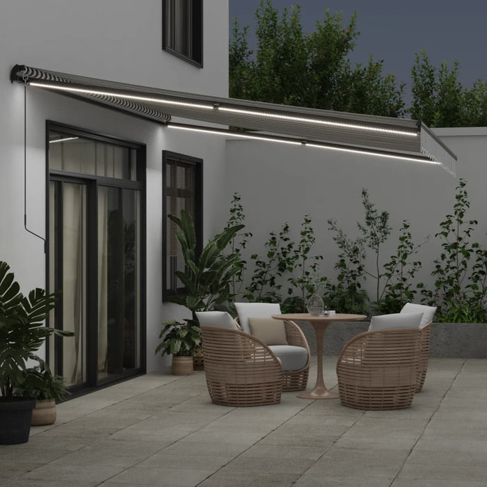 Manual Retractable Awning with LED Anthracite&White 450x300 cm