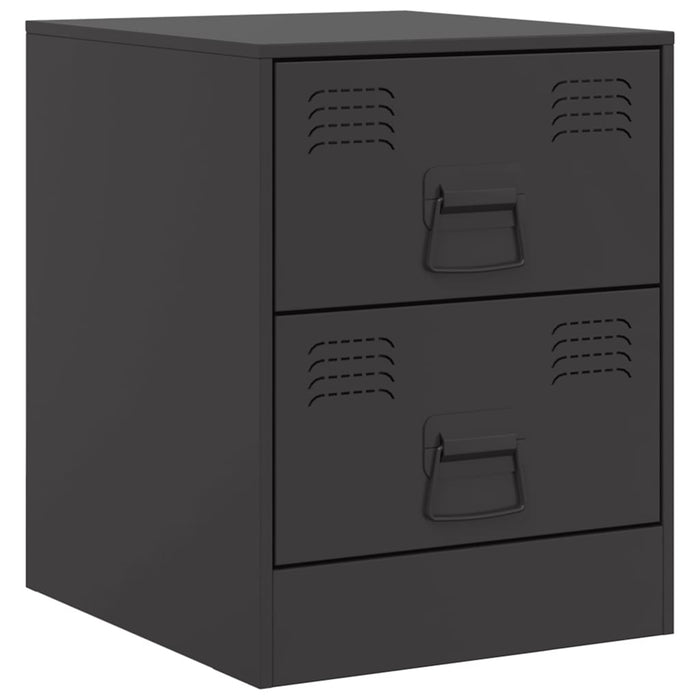 Bedside Cabinets 2 pcs Black 34.5x39x44 cm Steel