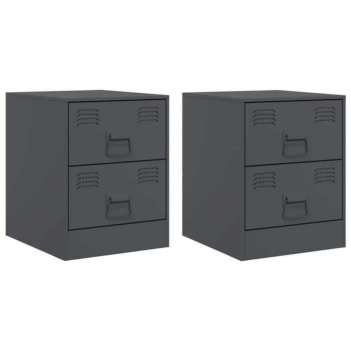 Bedside Cabinets 2 pcs Anthracite 34.5x39x44 cm Steel