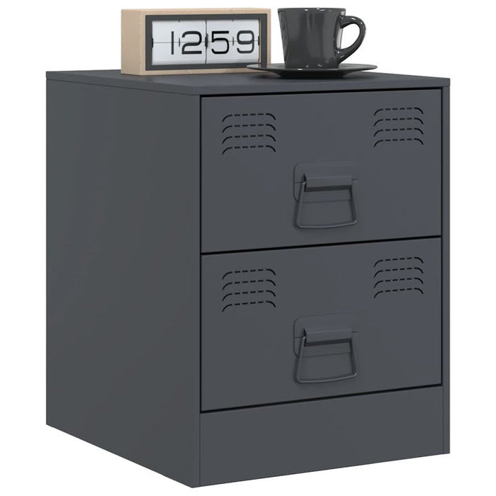 Bedside Cabinets 2 pcs Anthracite 34.5x39x44 cm Steel