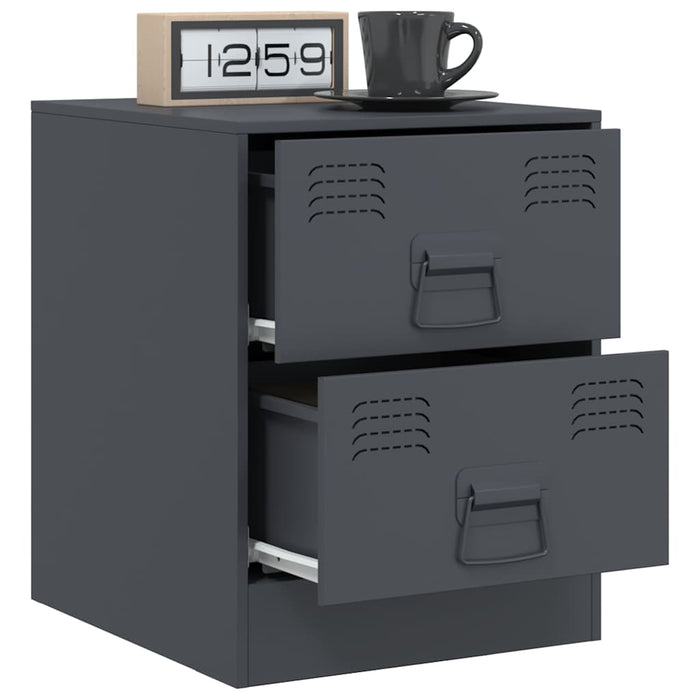 Bedside Cabinets 2 pcs Anthracite 34.5x39x44 cm Steel