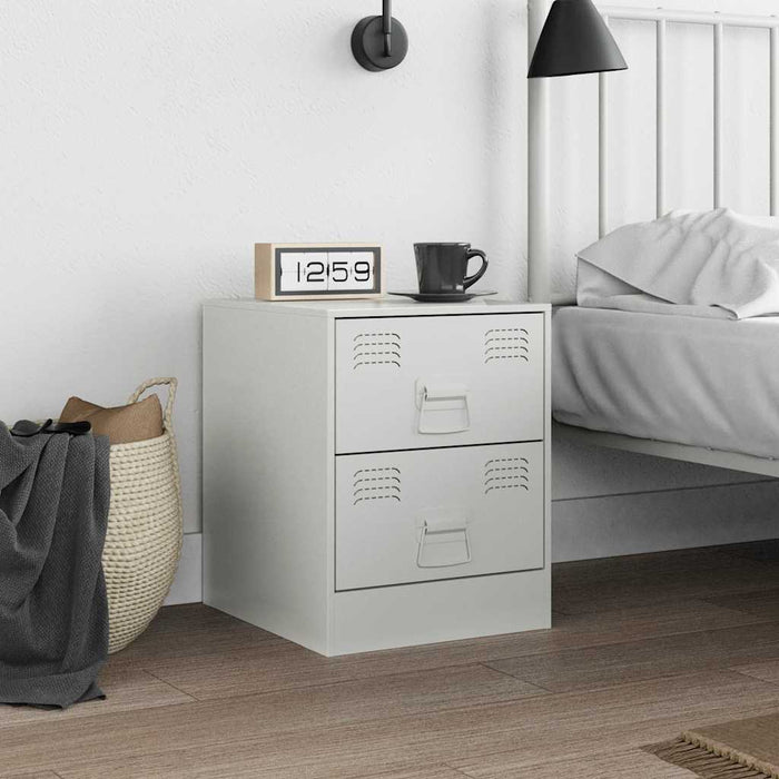 Bedside Cabinet White 34.5x39x44 cm Steel