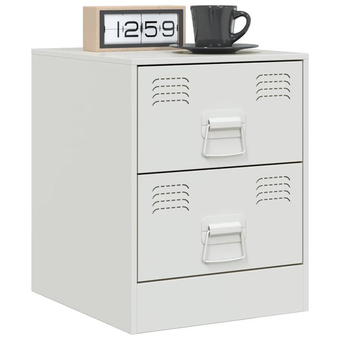 Bedside Cabinet White 34.5x39x44 cm Steel