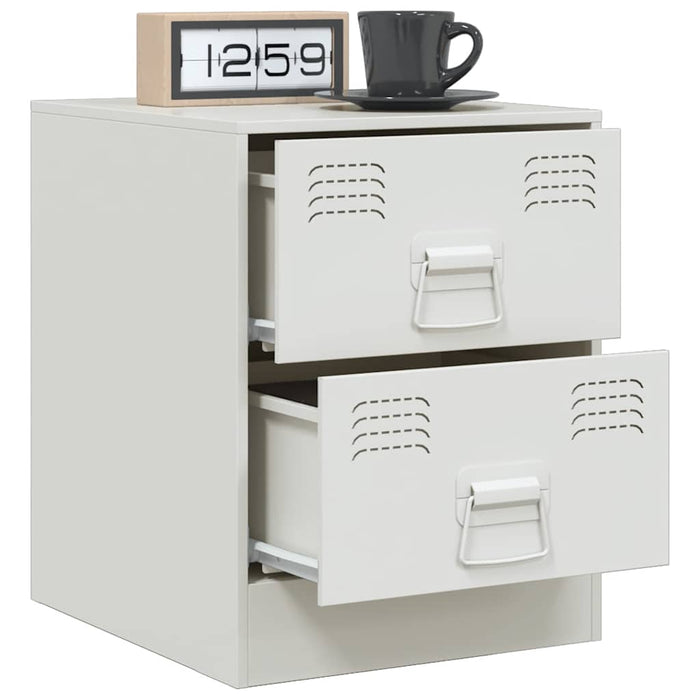 Bedside Cabinet White 34.5x39x44 cm Steel