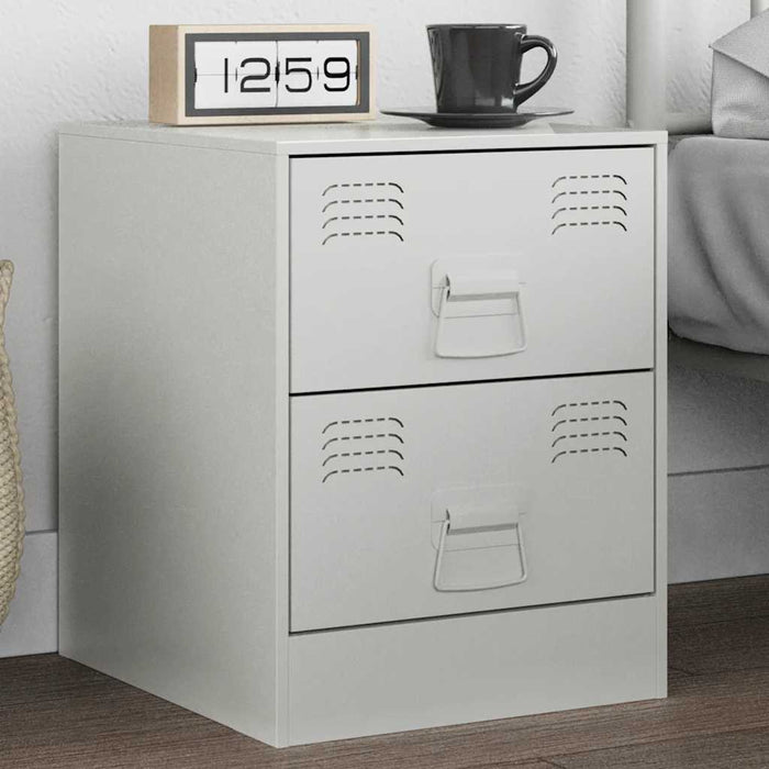 Bedside Cabinet White 34.5x39x44 cm Steel