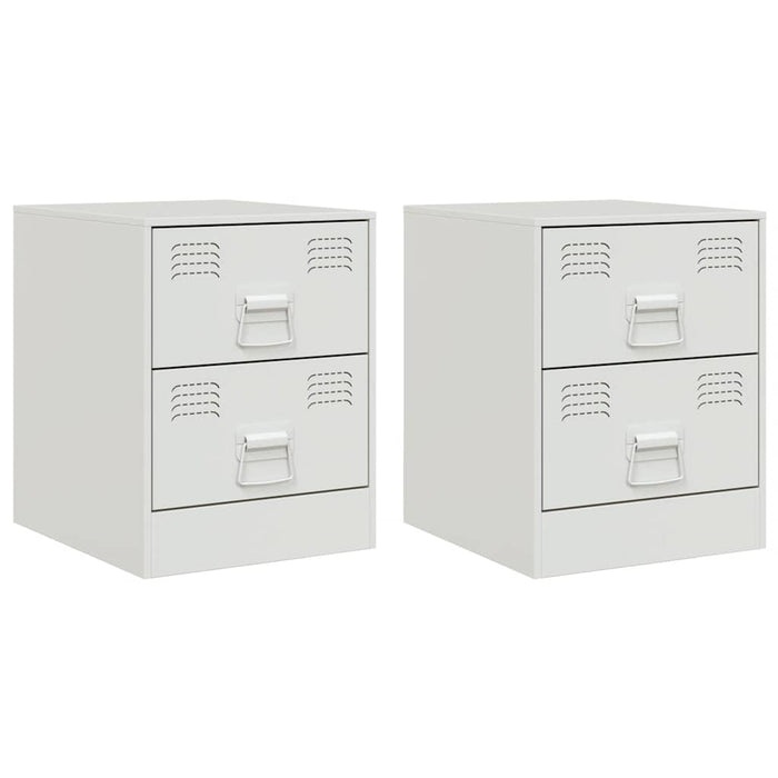 Bedside Cabinets 2 pcs White 34.5x39x44 cm Steel