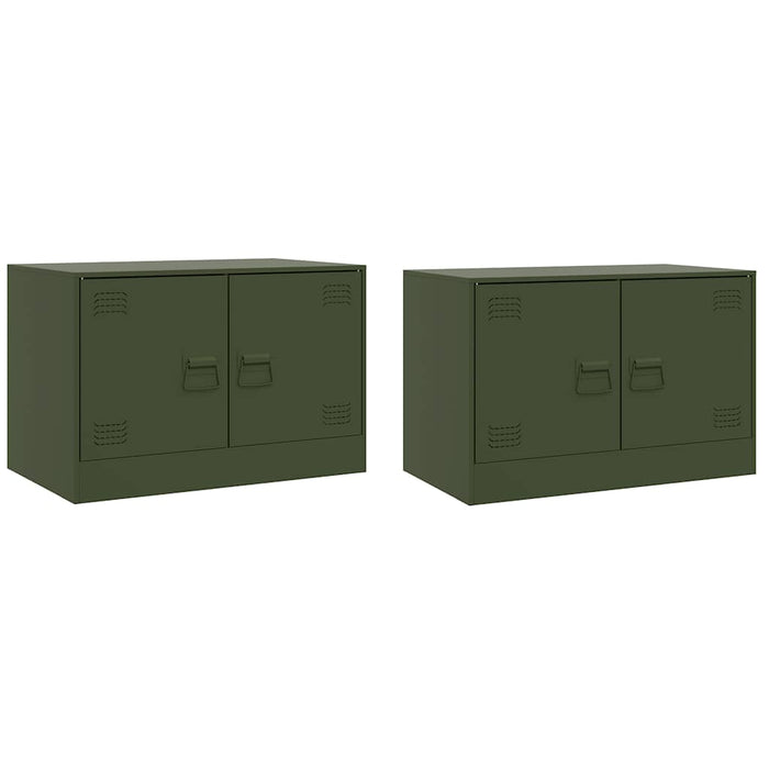 TV Cabinets 2 pcs Olive Green 67x39x44 cm Steel