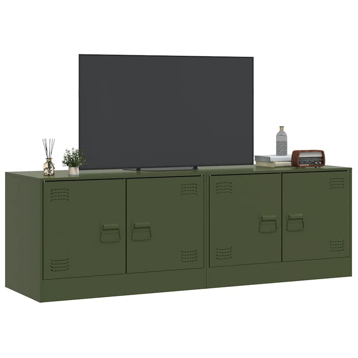 TV Cabinets 2 pcs Olive Green 67x39x44 cm Steel