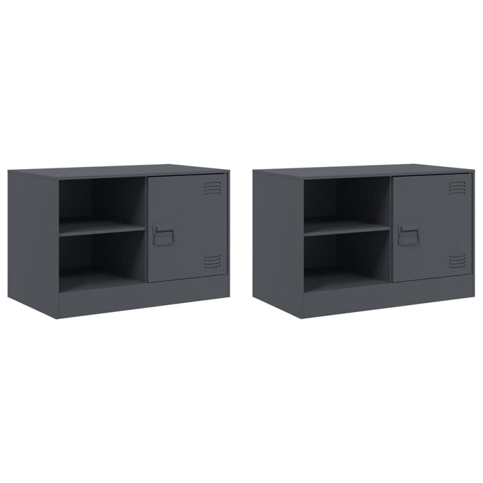 TV Cabinets 2 pcs Anthracite 67x39x44 cm Steel