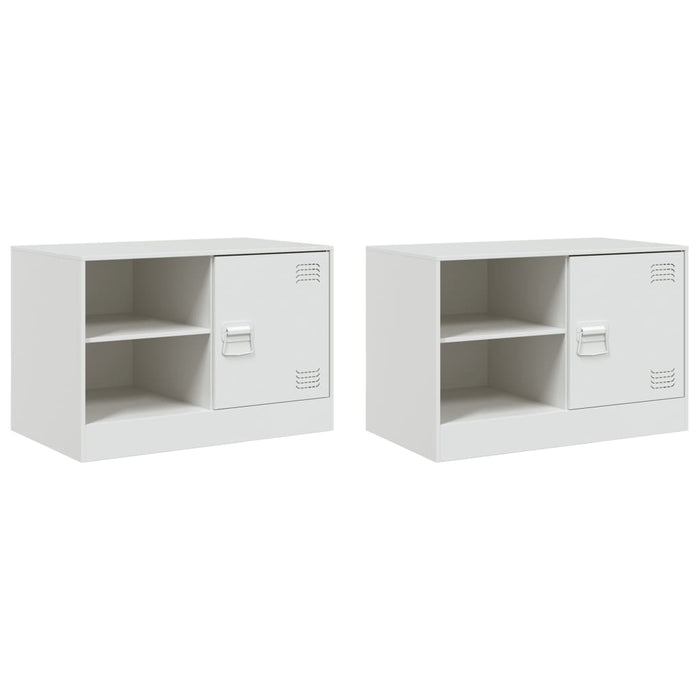 TV Cabinets 2 pcs White 67x39x44 cm Steel