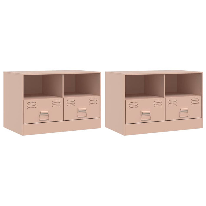 TV Cabinets 2 pcs Pink 67x39x44 cm Steel