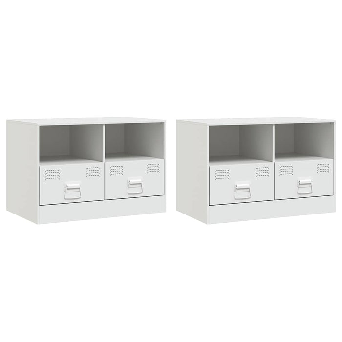 TV Cabinets 2 pcs White 67x39x44 cm Steel