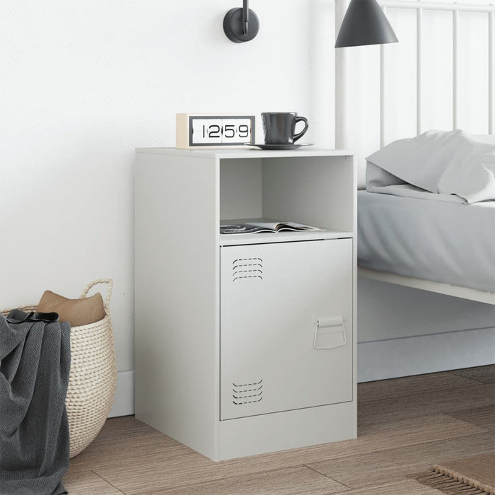 Bedside Cabinet White 34.5x39x62 cm Steel