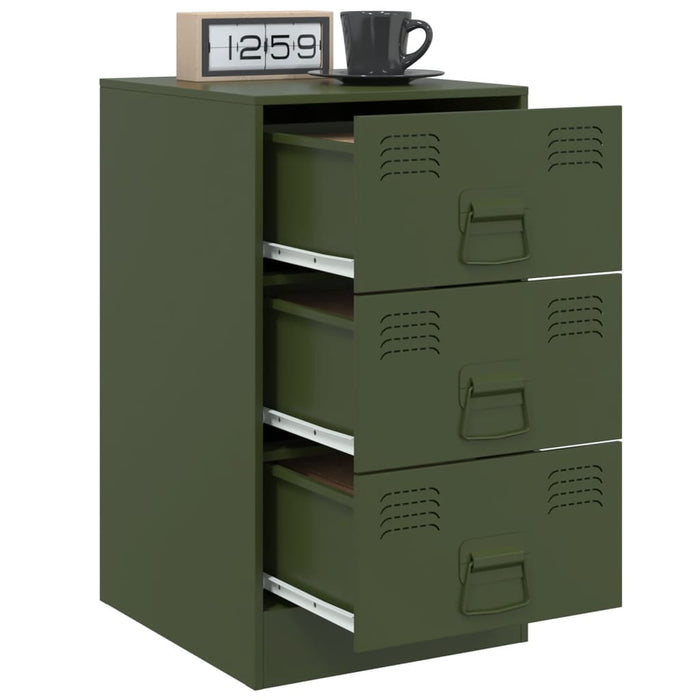 Bedside Cabinet Olive Green 34.5x39x62 cm Steel