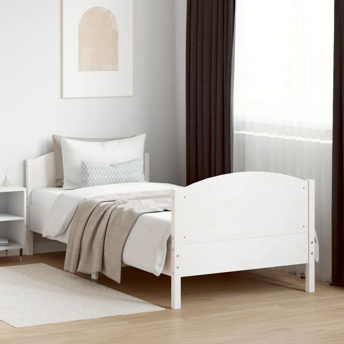 Bed Frame without Mattress White 90x190 cm Single Solid Wood Pine