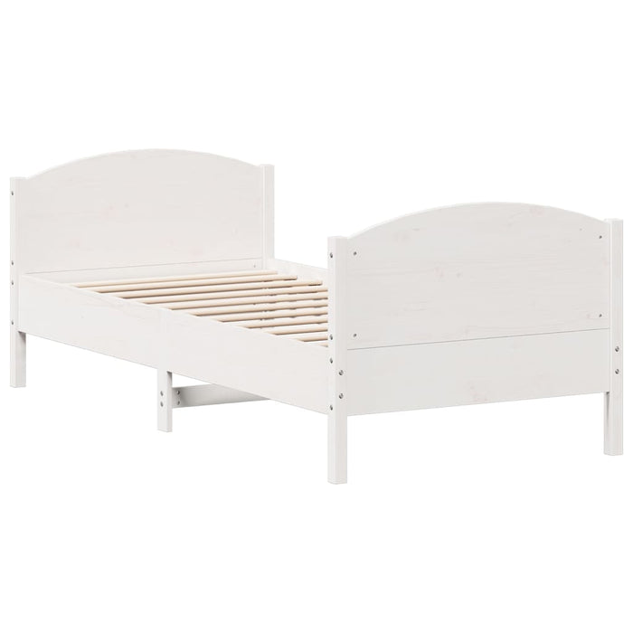 Bed Frame without Mattress White 75x190 cm Small Single Solid Wood Pine