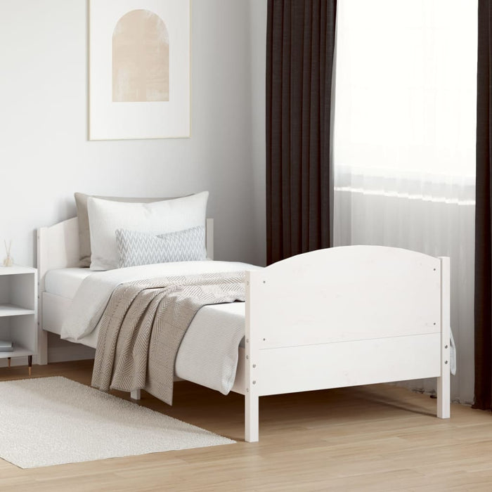 Bed Frame without Mattress White 75x190 cm Small Single Solid Wood Pine