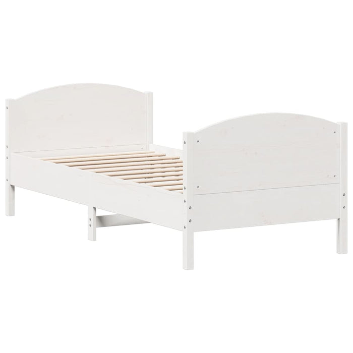 Bed Frame without Mattress White 75x190 cm Small Single Solid Wood Pine