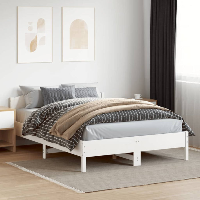 Bed Frame without Mattress White 140x200 cm Solid Wood Pine