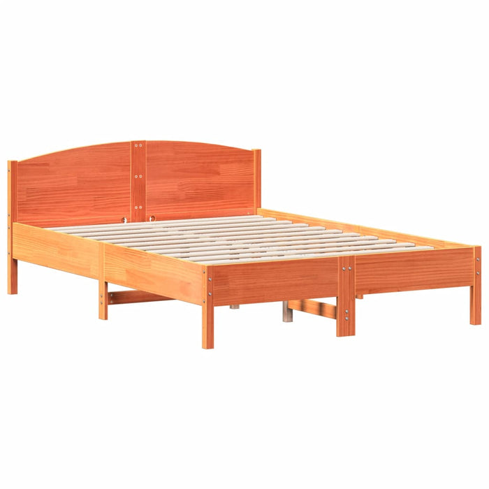 Bed Frame without Mattress Wax Brown 140x200 cm Solid Wood Pine