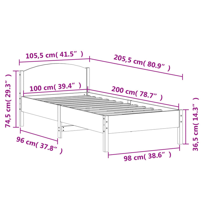 Bed Frame without Mattress 100x200 cm Solid Wood Pine