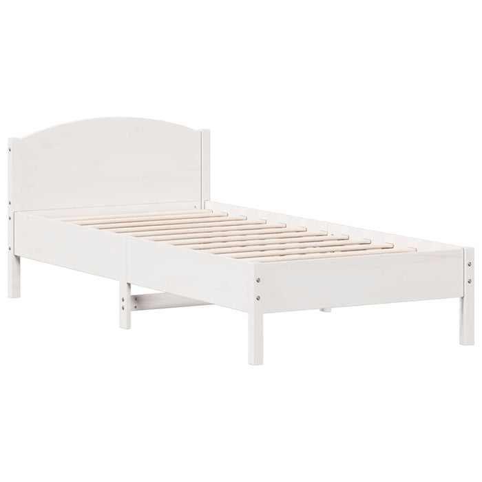 Bed Frame without Mattress White 100x200 cm Solid Wood Pine