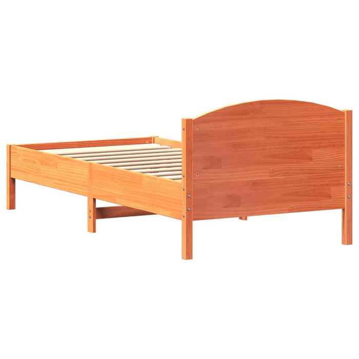 Bed Frame without Mattress Wax Brown 90x200 cm Solid Wood Pine