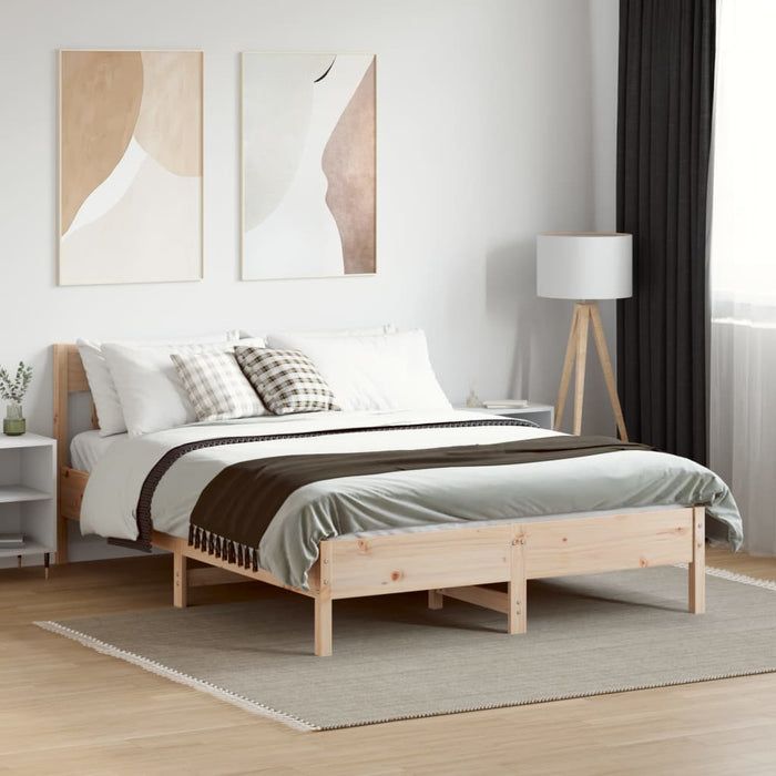 Bed Frame without Mattress 150x200 cm King Size Solid Wood Pine