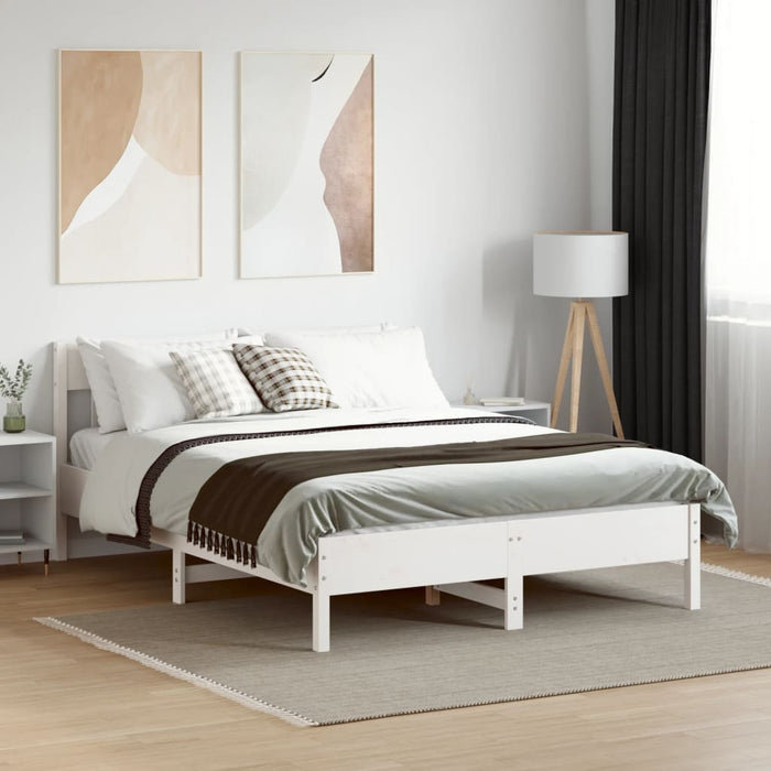 Bed Frame without Mattress White 120x190 cm Small Double Solid Wood Pine