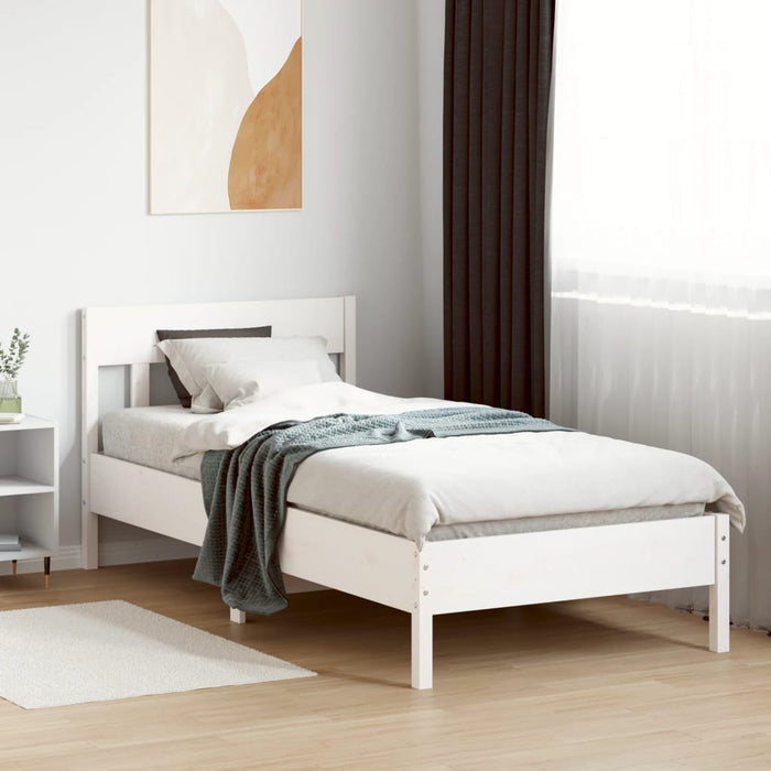 Bed Frame without Mattress White 75x190 cm Small Single Solid Wood Pine