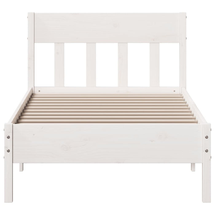 Bed Frame without Mattress White 75x190 cm Small Single Solid Wood Pine