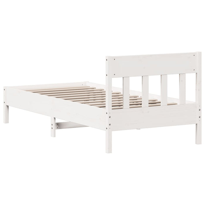 Bed Frame without Mattress White 75x190 cm Small Single Solid Wood Pine