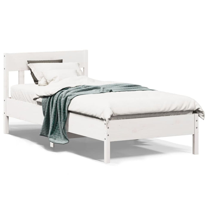 Bed Frame without Mattress White 75x190 cm Small Single Solid Wood Pine